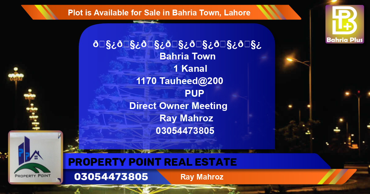 Residential Plot for Sale in Bahria Town, Lahore - (BP-88791)