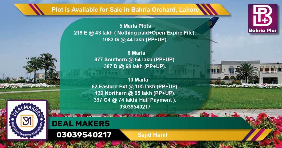 Residential Plot for Sale in Bahria Orchard, Lahore - (BP-88797)
