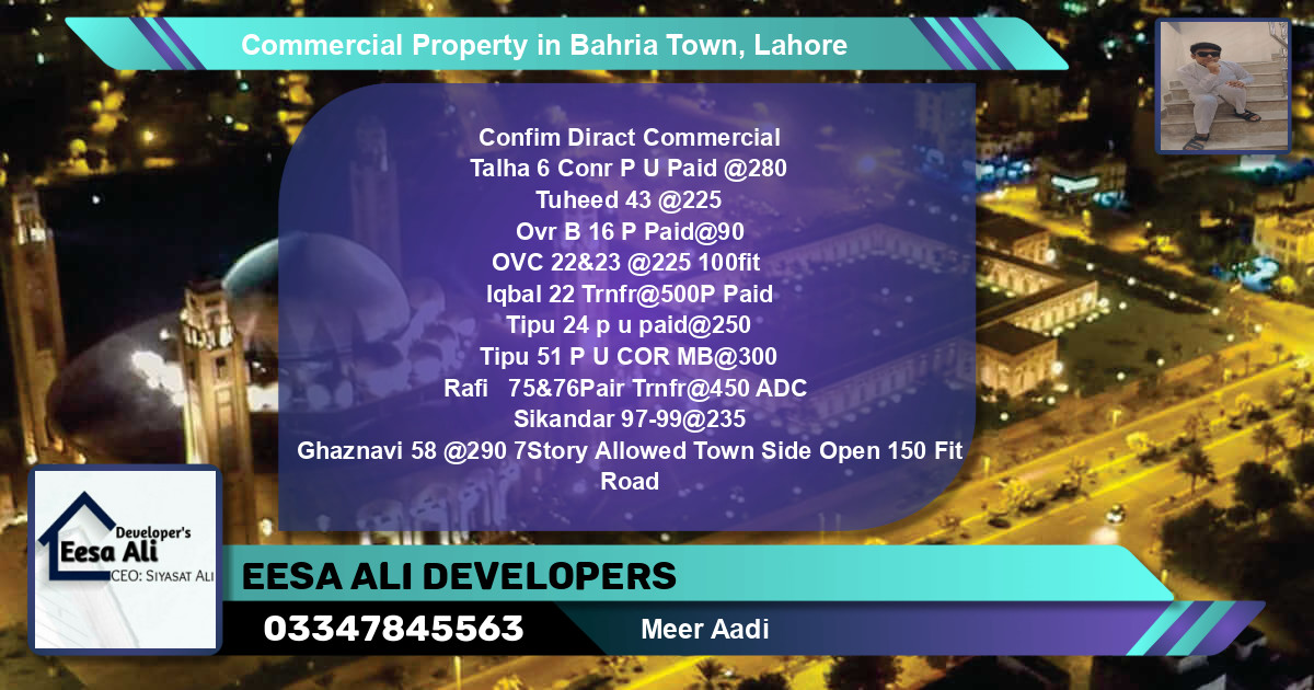 Commercial Property for Sale in Bahria Town, Lahore - (BP-88836)