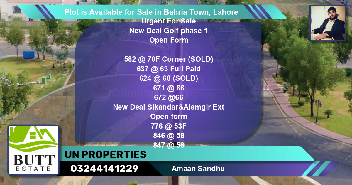 Residential Plot for Sale in Bahria Town, Lahore - (BP-88840)