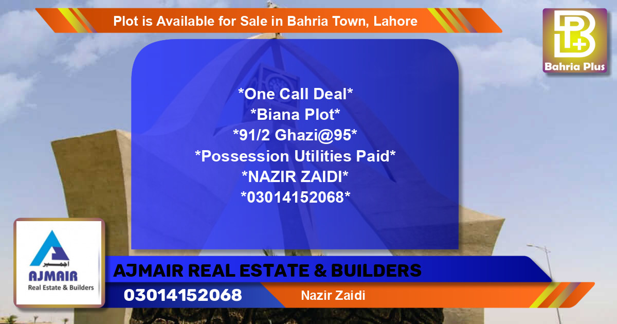 Residential Plot for Sale in Bahria Town, Lahore - (BP-88850)