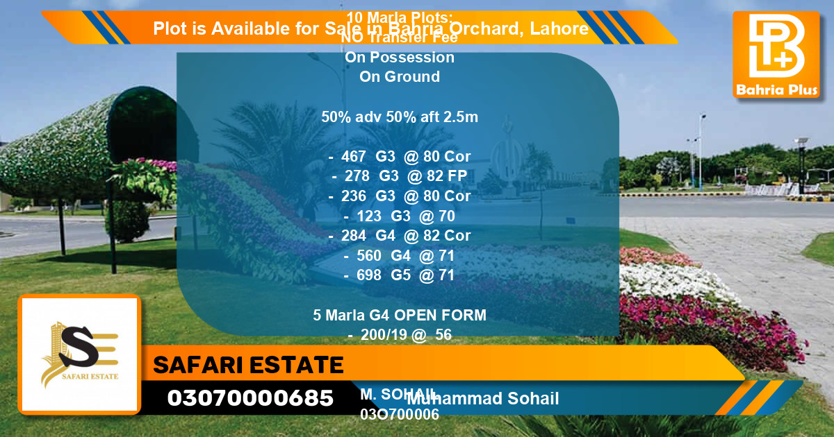 Residential Plot for Sale in Bahria Orchard, Lahore - (BP-88853)