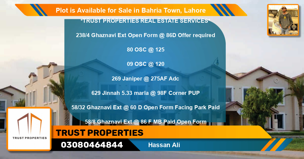 Residential Plot for Sale in Bahria Town, Lahore - (BP-88856)
