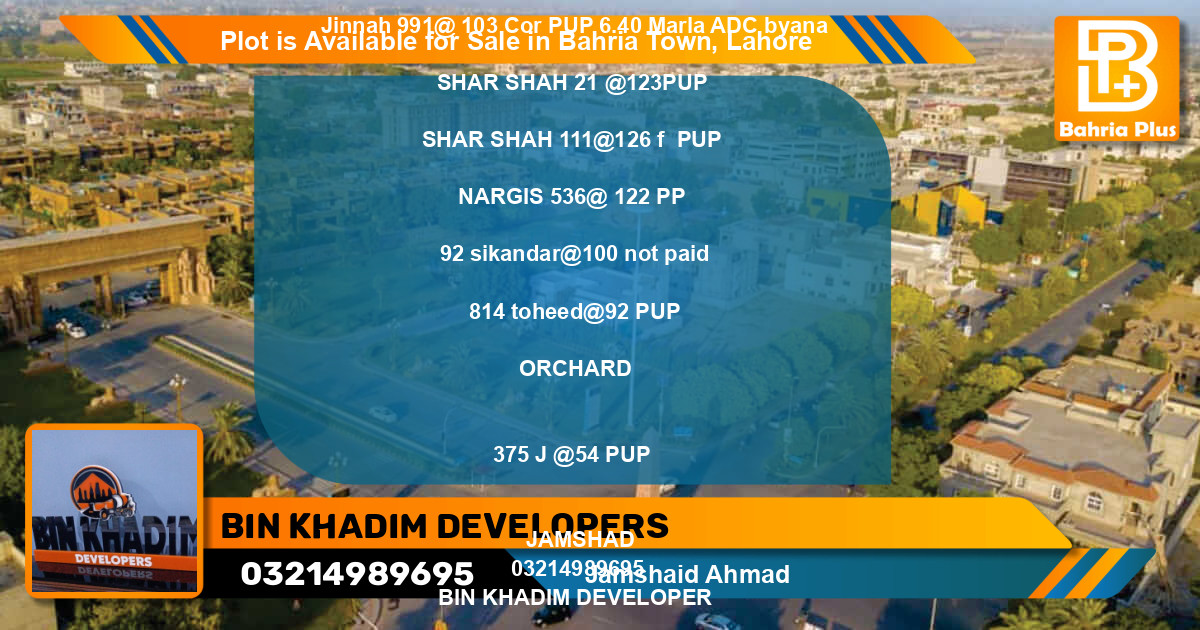 Residential Plot for Sale in Bahria Town, Lahore - (BP-88860)