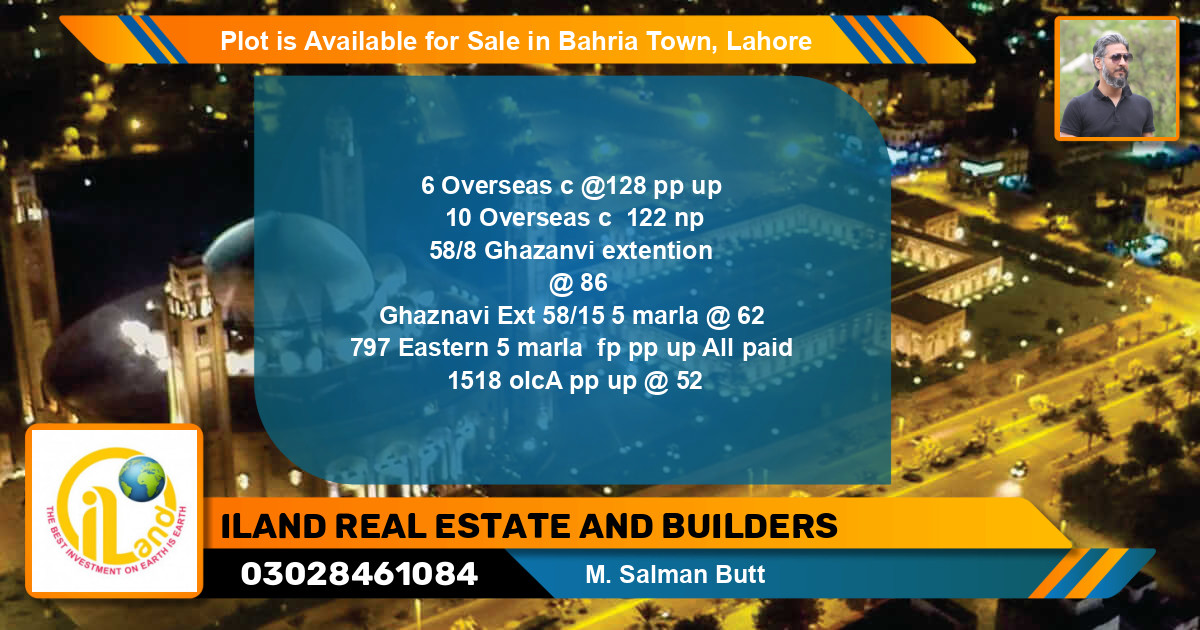 Residential Plot for Sale in Bahria Town, Lahore - (BP-88892)