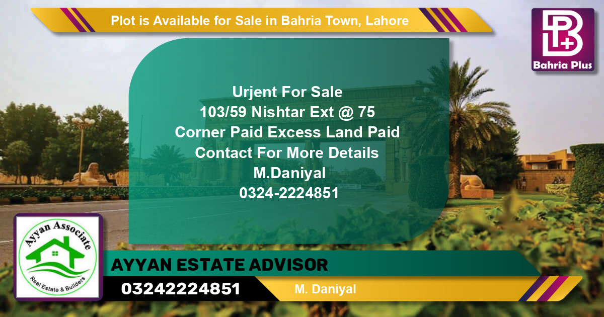 Residential Plot for Sale in Bahria Town, Lahore - (BP-88893)
