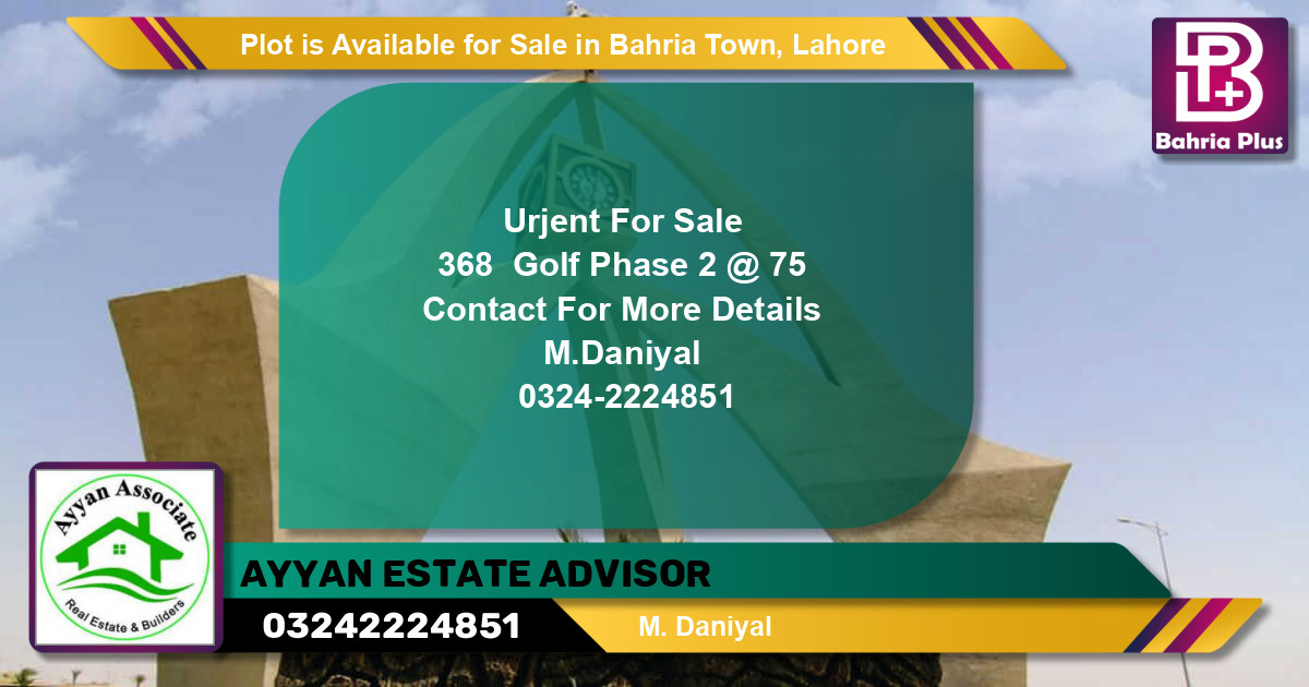 Residential Plot for Sale in Bahria Town, Lahore - (BP-88894)