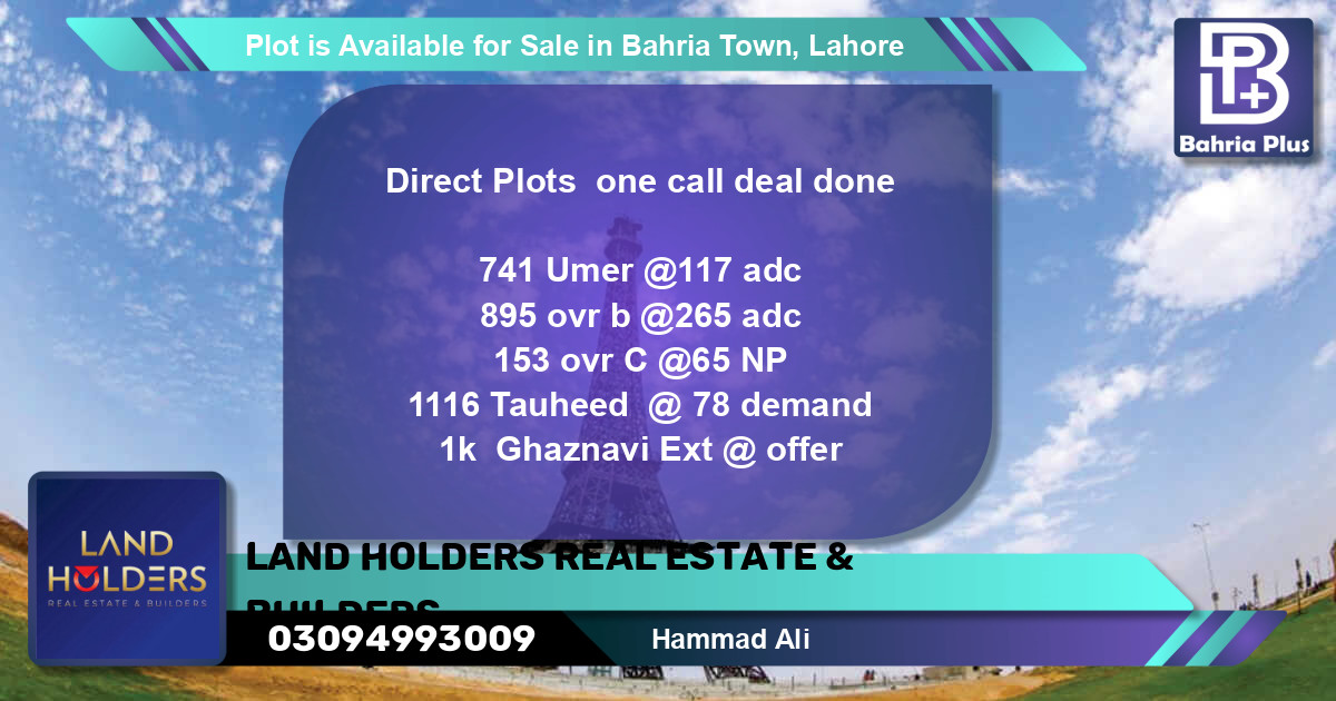 Residential Plot for Sale in Bahria Town, Lahore - (BP-88898)
