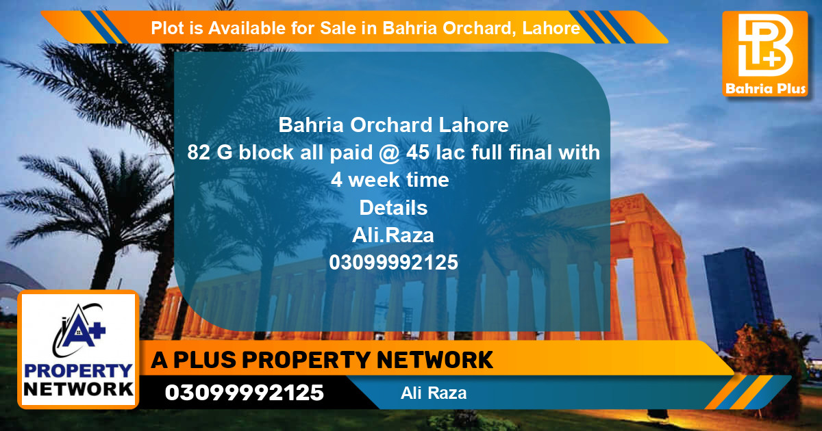 Residential Plot for Sale in Bahria Orchard, Lahore - (BP-88903)
