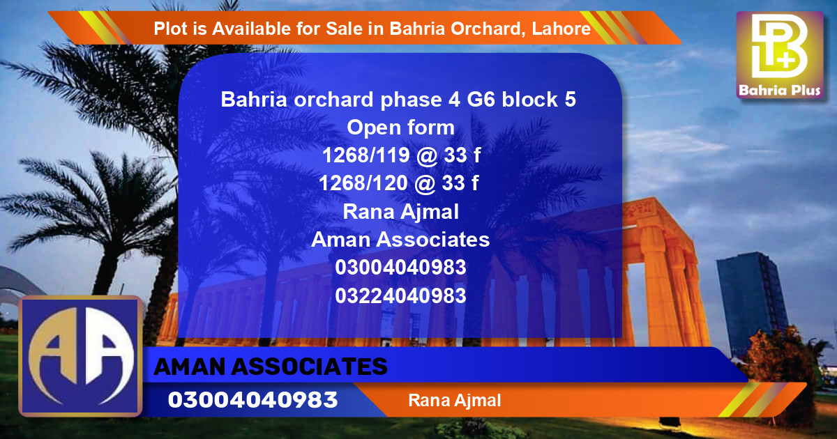 Residential Plot for Sale in Bahria Orchard, Lahore - (BP-88952)