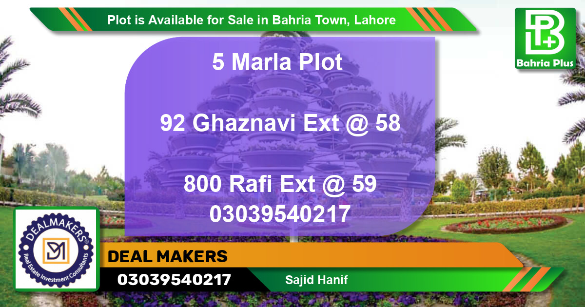 Residential Plot for Sale in Bahria Town, Lahore - (BP-88969)