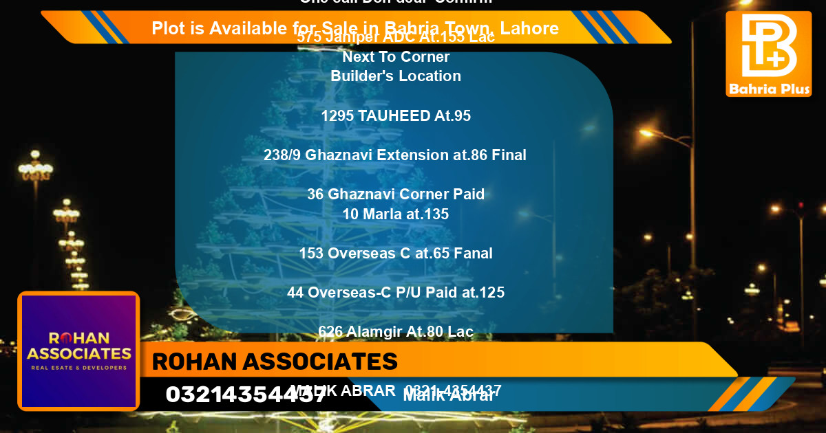 Residential Plot for Sale in Bahria Town, Lahore - (BP-88973)