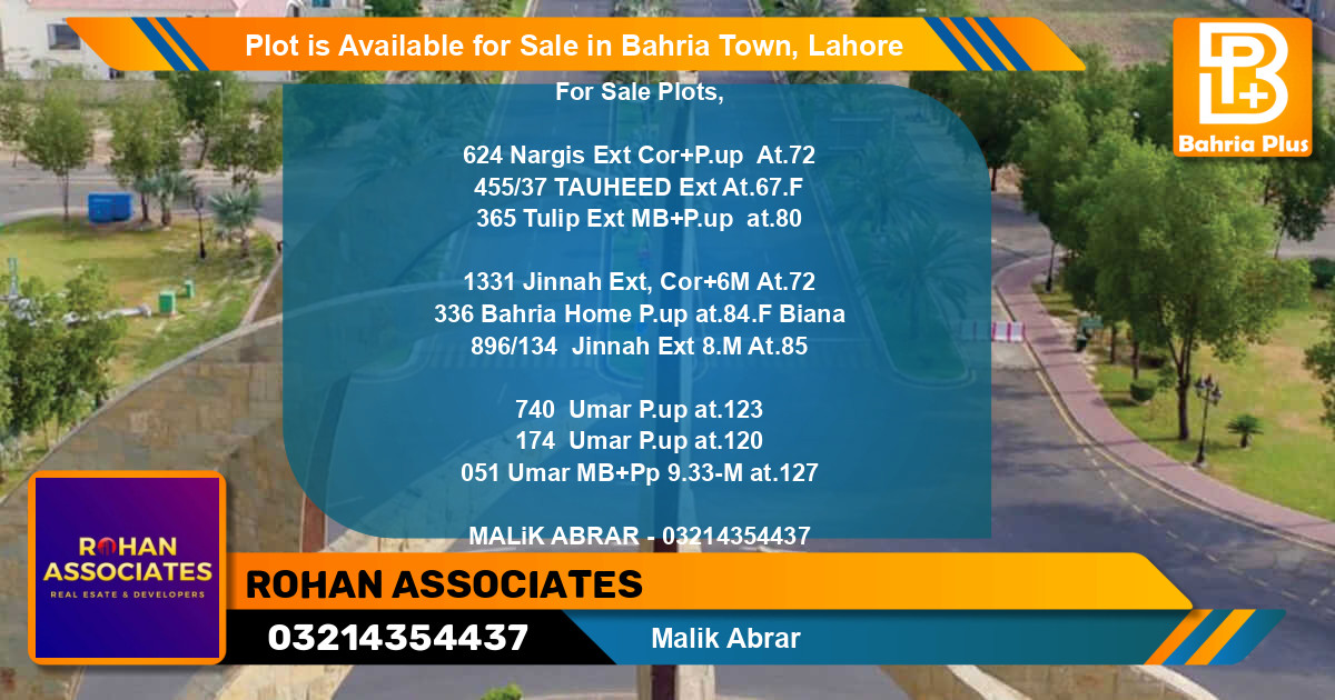 Residential Plot for Sale in Bahria Town, Lahore - (BP-88997)