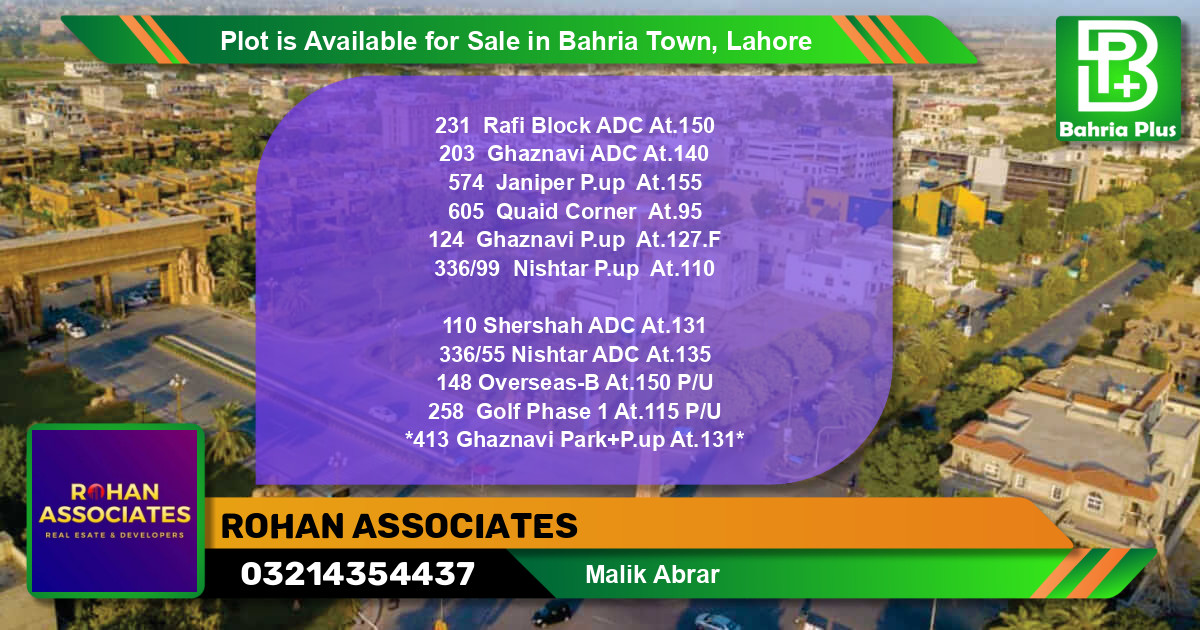Residential Plot for Sale in Bahria Town, Lahore - (BP-88998)