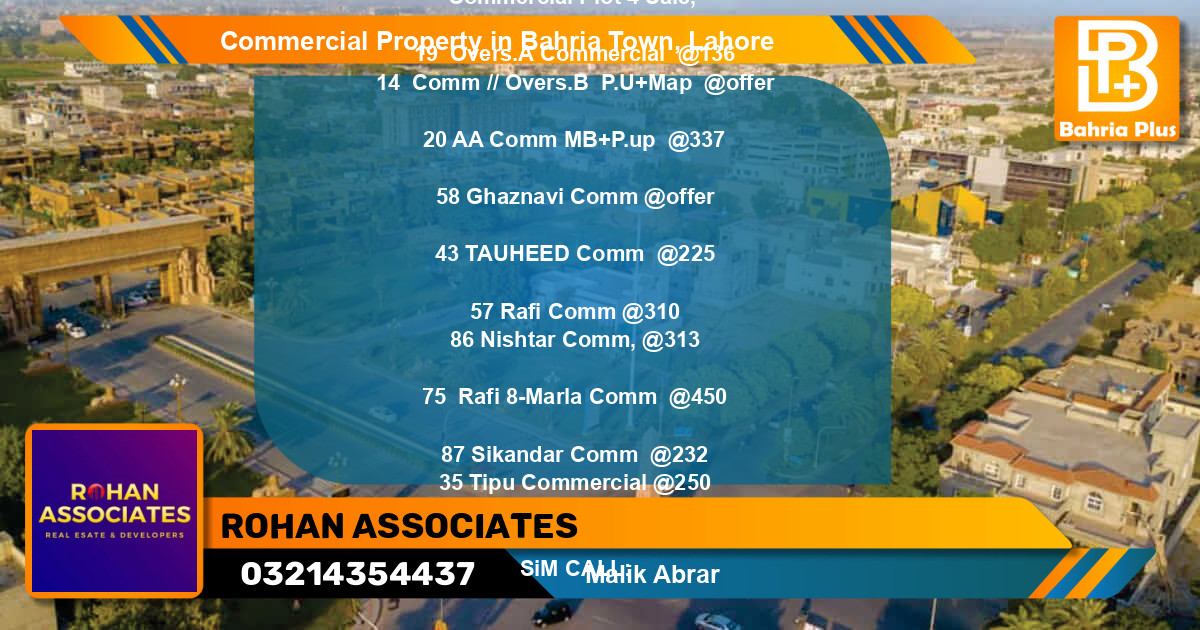 Commercial Property for Sale in Bahria Town, Lahore - (BP-89004)