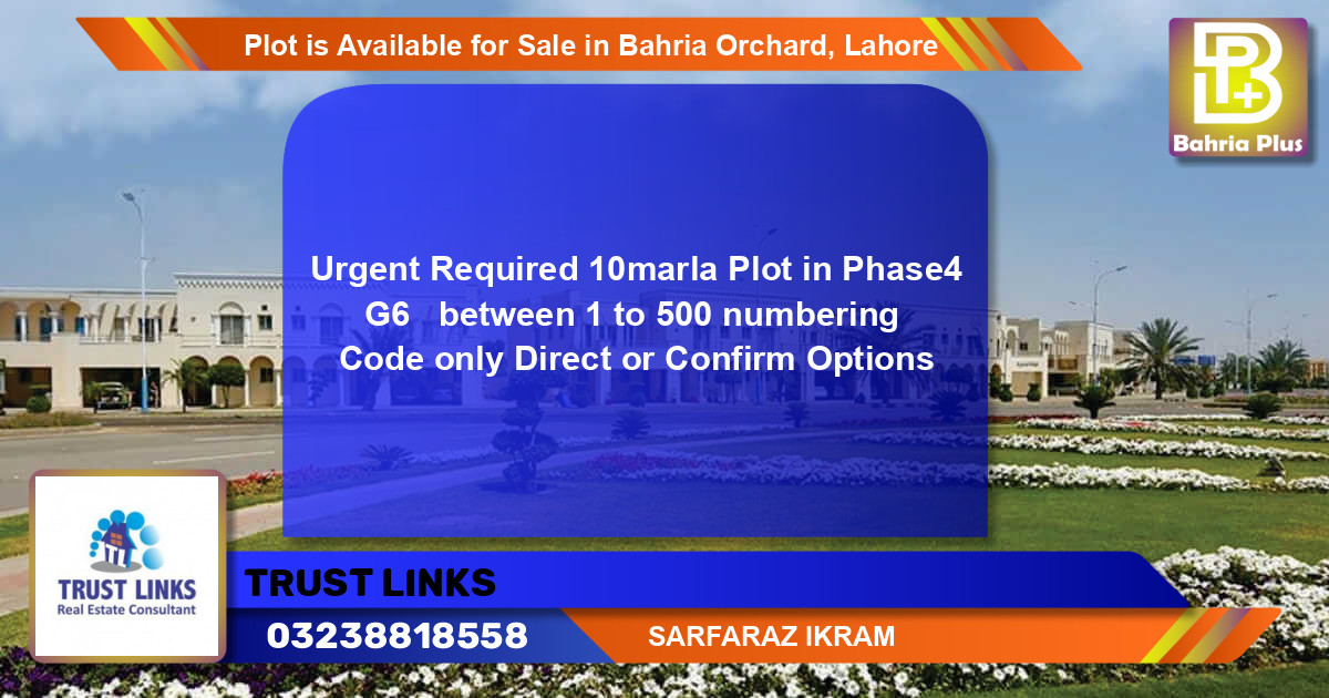 Residential Plot for Sale in Bahria Orchard, Lahore - (BP-89007)