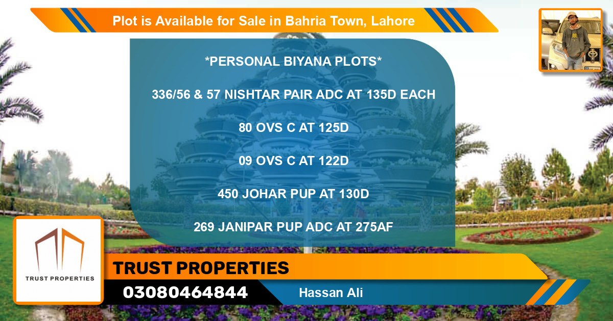 Residential Plot for Sale in Bahria Town, Lahore - (BP-89044)