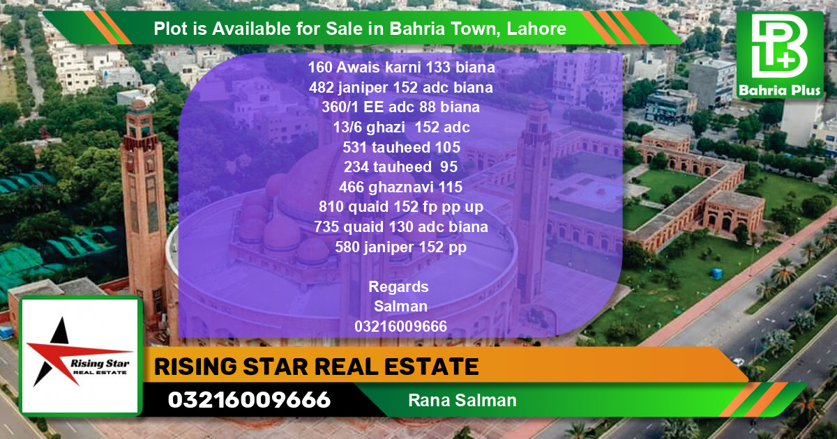 Residential Plot for Sale in Bahria Town, Lahore - (BP-89045)