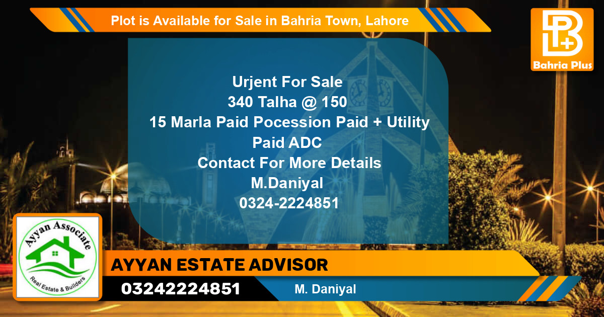 Residential Plot for Sale in Bahria Town, Lahore - (BP-89068)