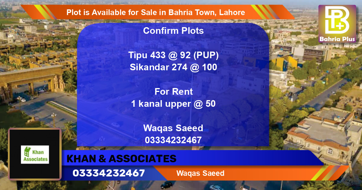 Residential Plot for Sale in Bahria Town, Lahore - (BP-89069)