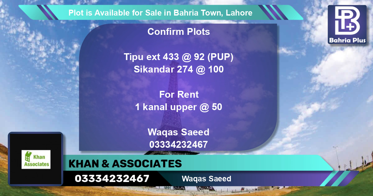 Residential Plot for Sale in Bahria Town, Lahore - (BP-89070)