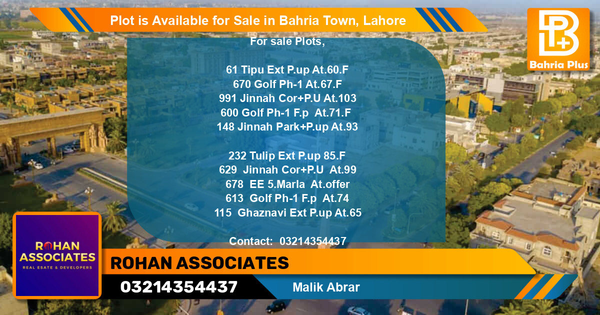 Residential Plot for Sale in Bahria Town, Lahore - (BP-89078)