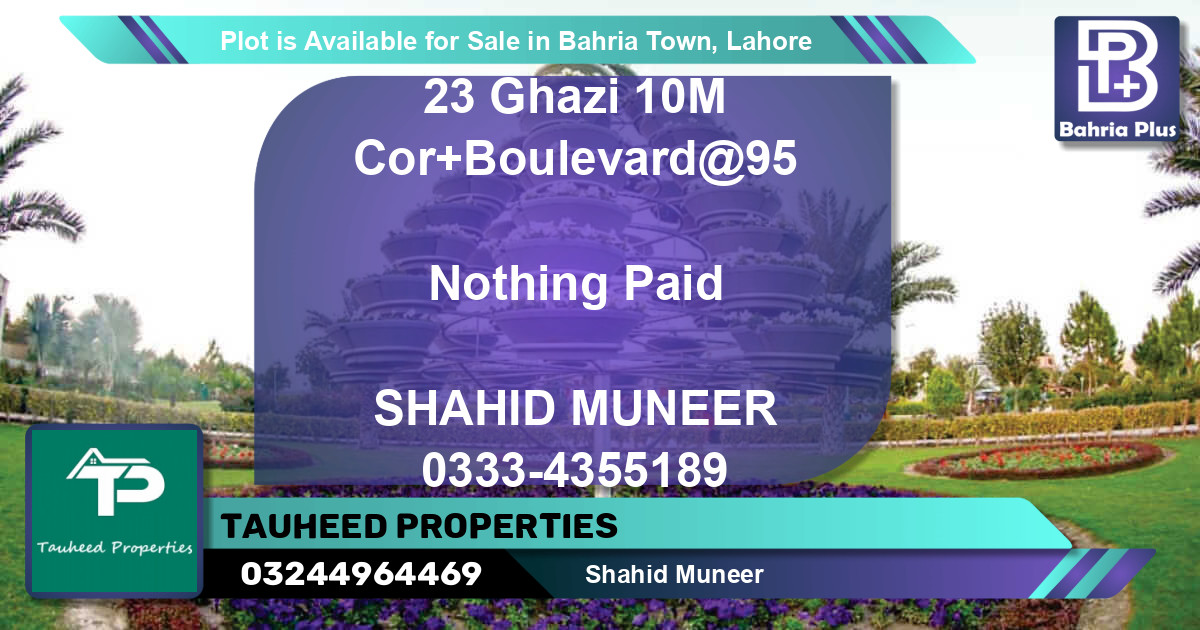 Residential Plot for Sale in Bahria Town, Lahore - (BP-89096)