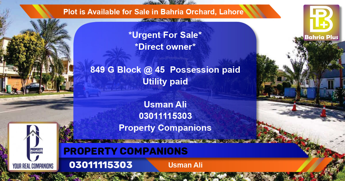 Residential Plot for Sale in Bahria Orchard, Lahore - (BP-89123)
