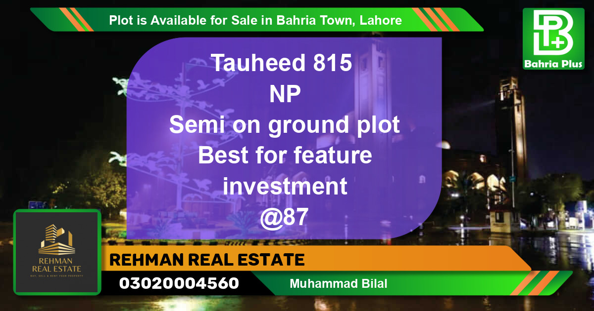 Residential Plot for Sale in Bahria Town, Lahore - (BP-89149)