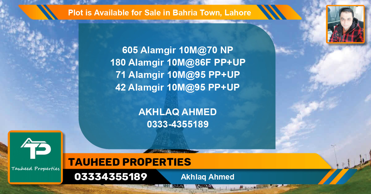 Residential Plot for Sale in Bahria Town, Lahore - (BP-89152)