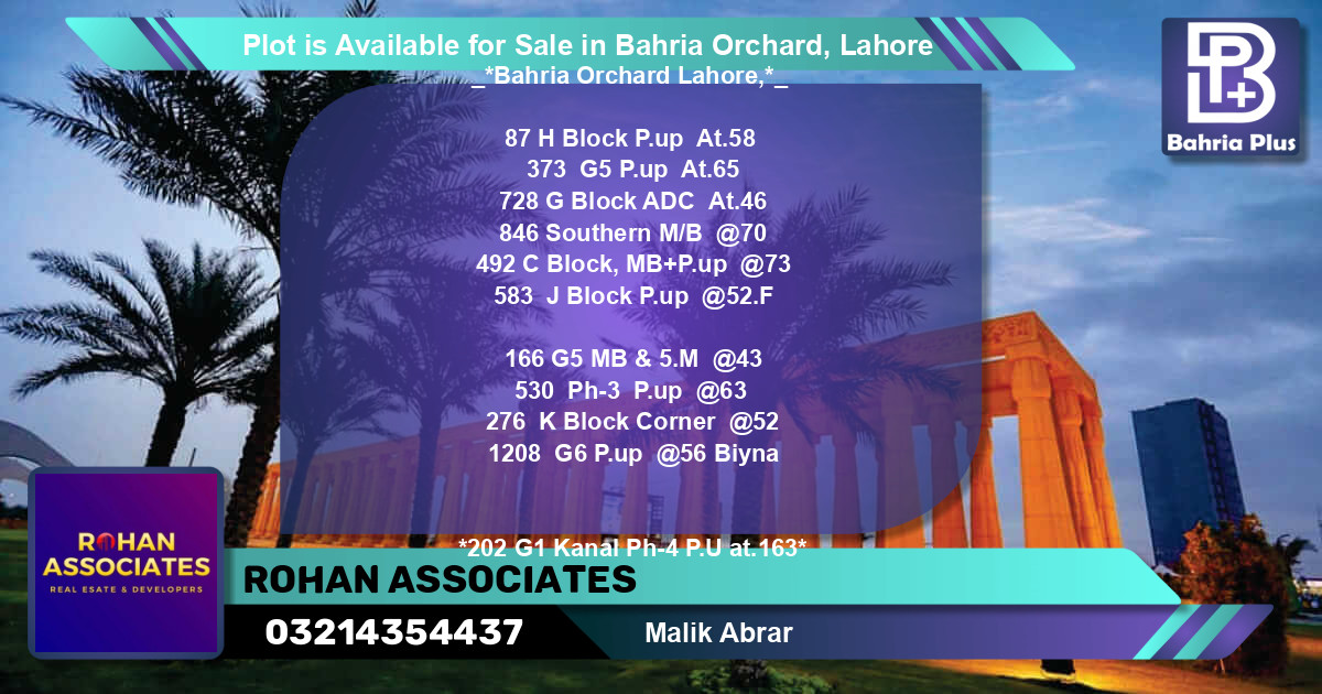 Residential Plot for Sale in Bahria Orchard, Lahore - (BP-89154)