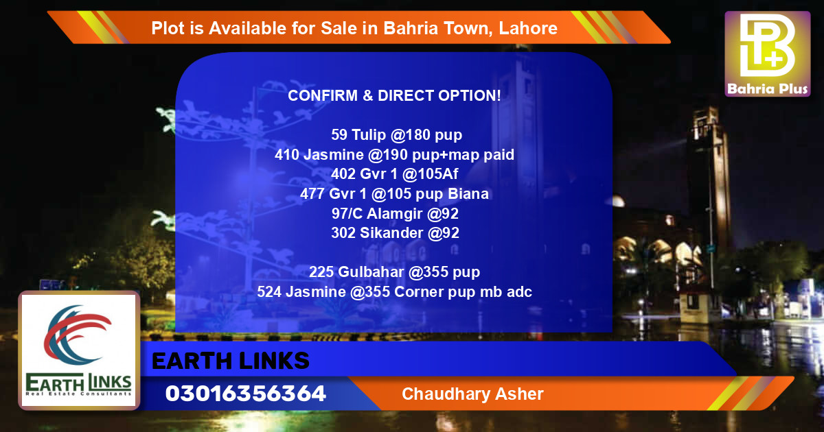 Residential Plot for Sale in Bahria Town, Lahore - (BP-89167)