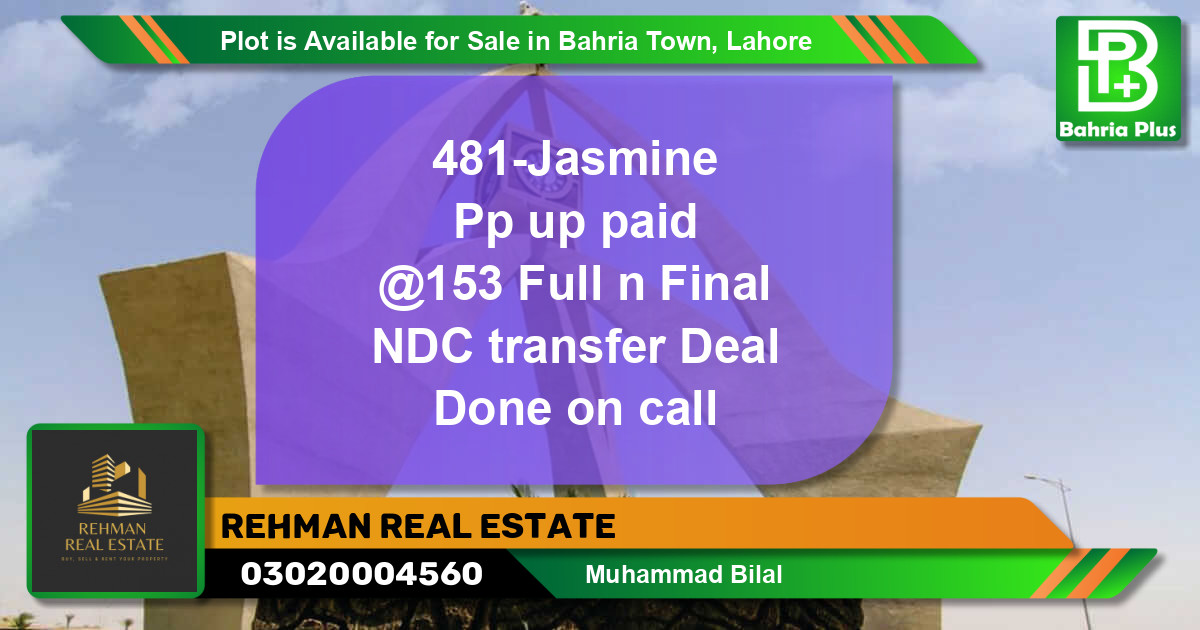 Residential Plot for Sale in Bahria Town, Lahore - (BP-89169)