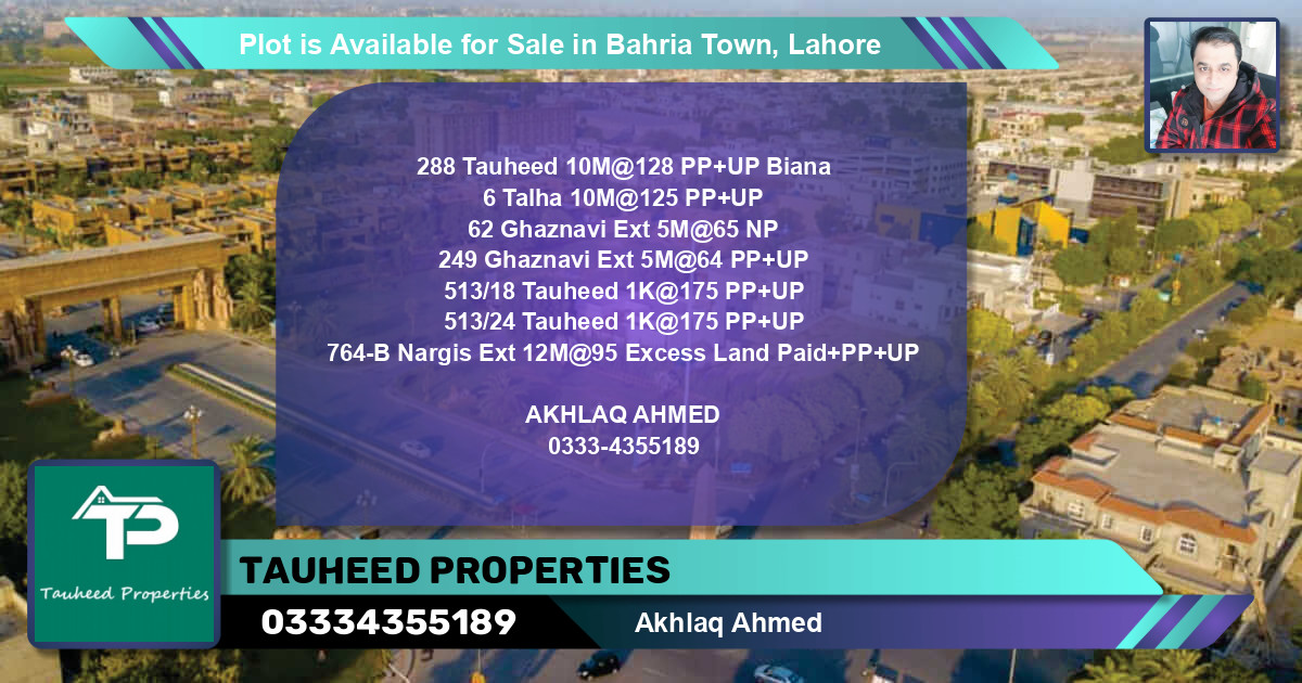 Residential Plot for Sale in Bahria Town, Lahore - (BP-89173)