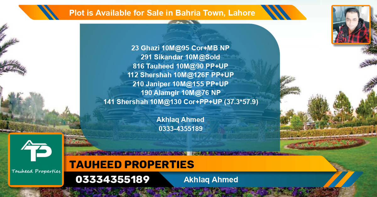 Residential Plot for Sale in Bahria Town, Lahore - (BP-89174)