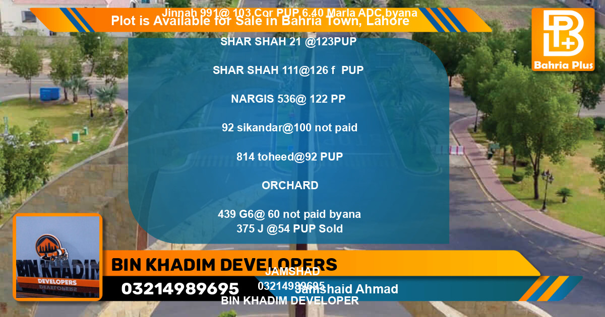 Residential Plot for Sale in Bahria Town, Lahore - (BP-89181)