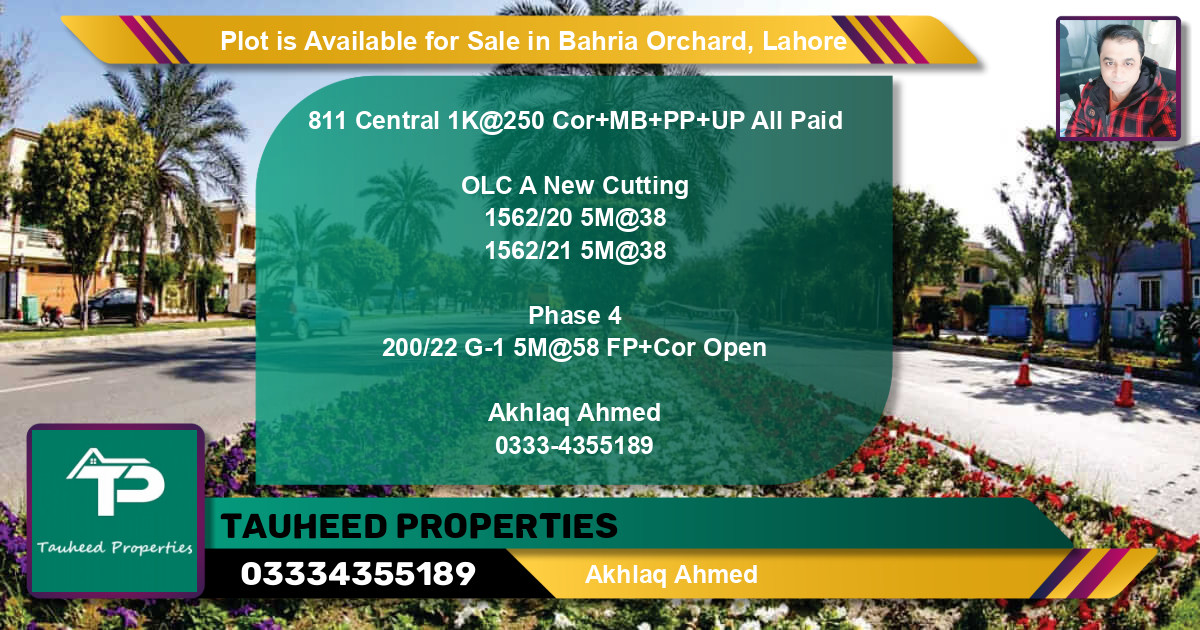Residential Plot for Sale in Bahria Orchard, Lahore - (BP-89182)