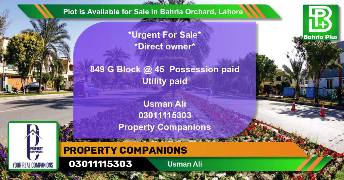 Residential Plot for Sale in Bahria Orchard, Lahore - (BP-89185)