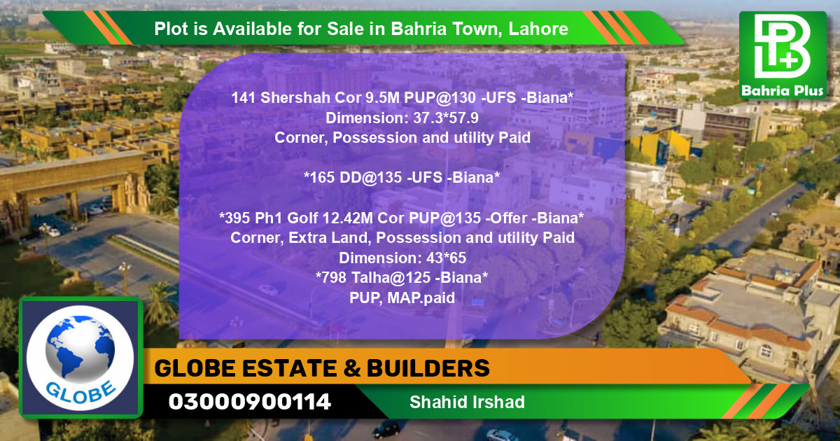 Residential Plot for Sale in Bahria Town, Lahore - (BP-89186)