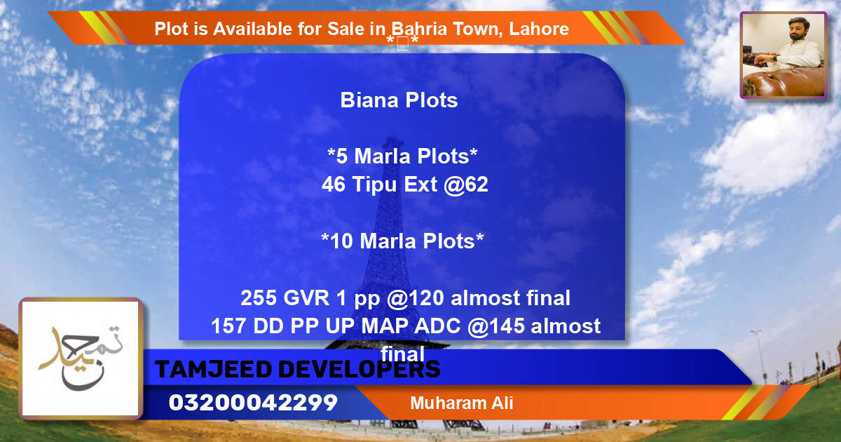 Residential Plot for Sale in Bahria Town, Lahore - (BP-89215)