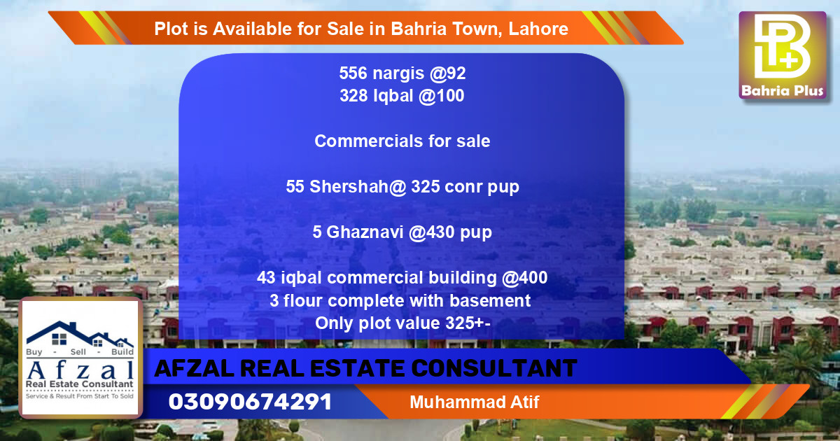 Commercial Plot for Sale in Bahria Town, Lahore - (BP-89220)