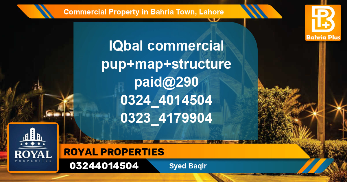 Commercial Property for Sale in Bahria Town, Lahore - (BP-89230)