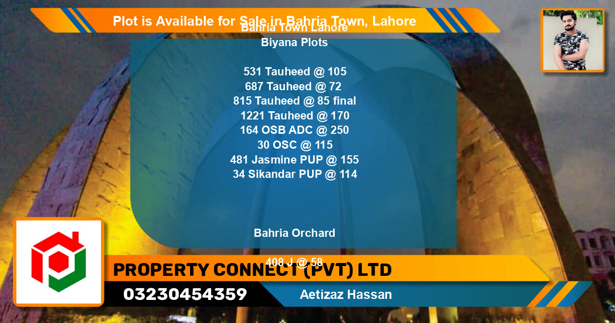 Residential Plot for Sale in Bahria Town, Lahore - (BP-89234)