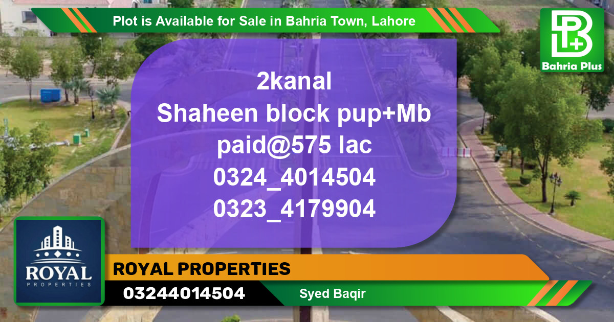 Residential Plot for Sale in Bahria Town, Lahore - (BP-89238)