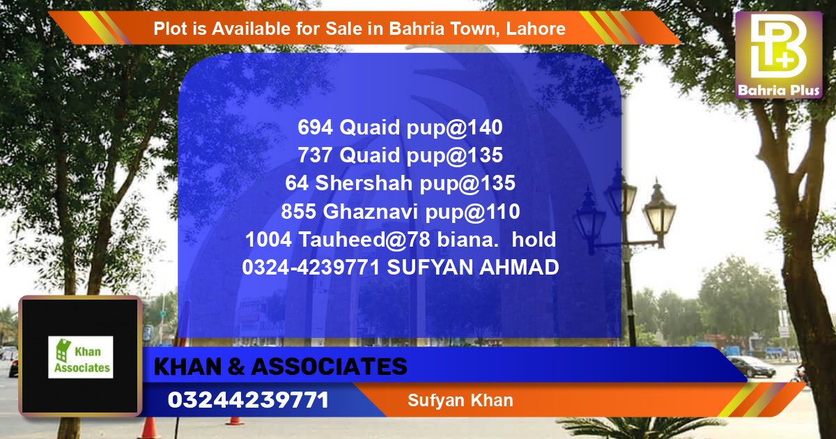 Residential Plot for Sale in Bahria Town, Lahore - (BP-89249)