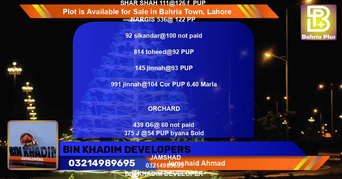 Residential Plot for Sale in Bahria Town, Lahore - (BP-89251)