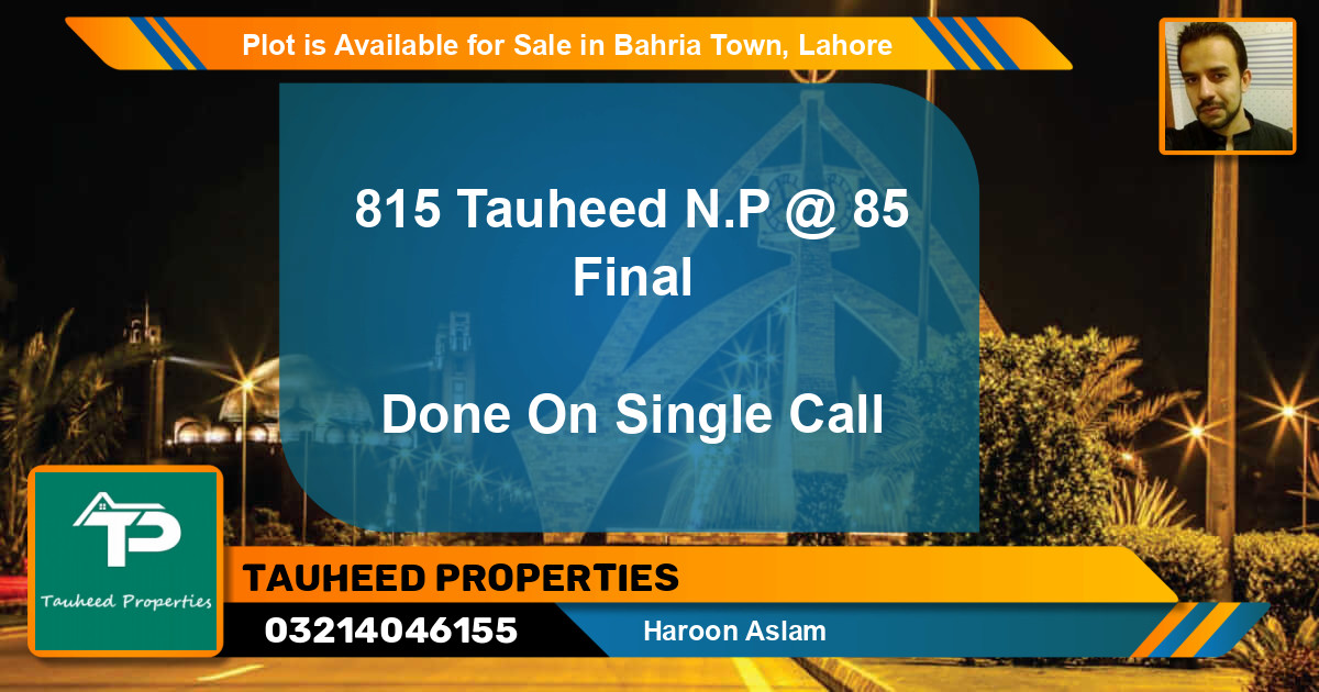 Residential Plot for Sale in Bahria Town, Lahore - (BP-89253)