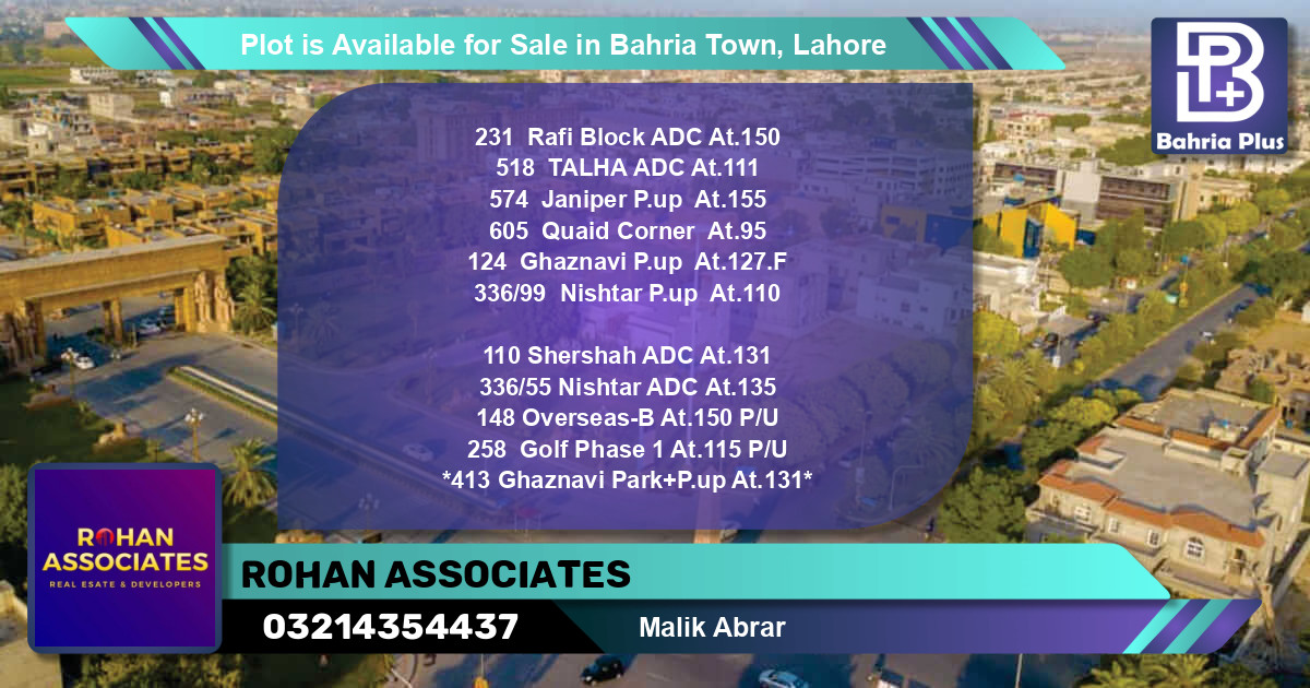 Residential Plot for Sale in Bahria Town, Lahore - (BP-89258)