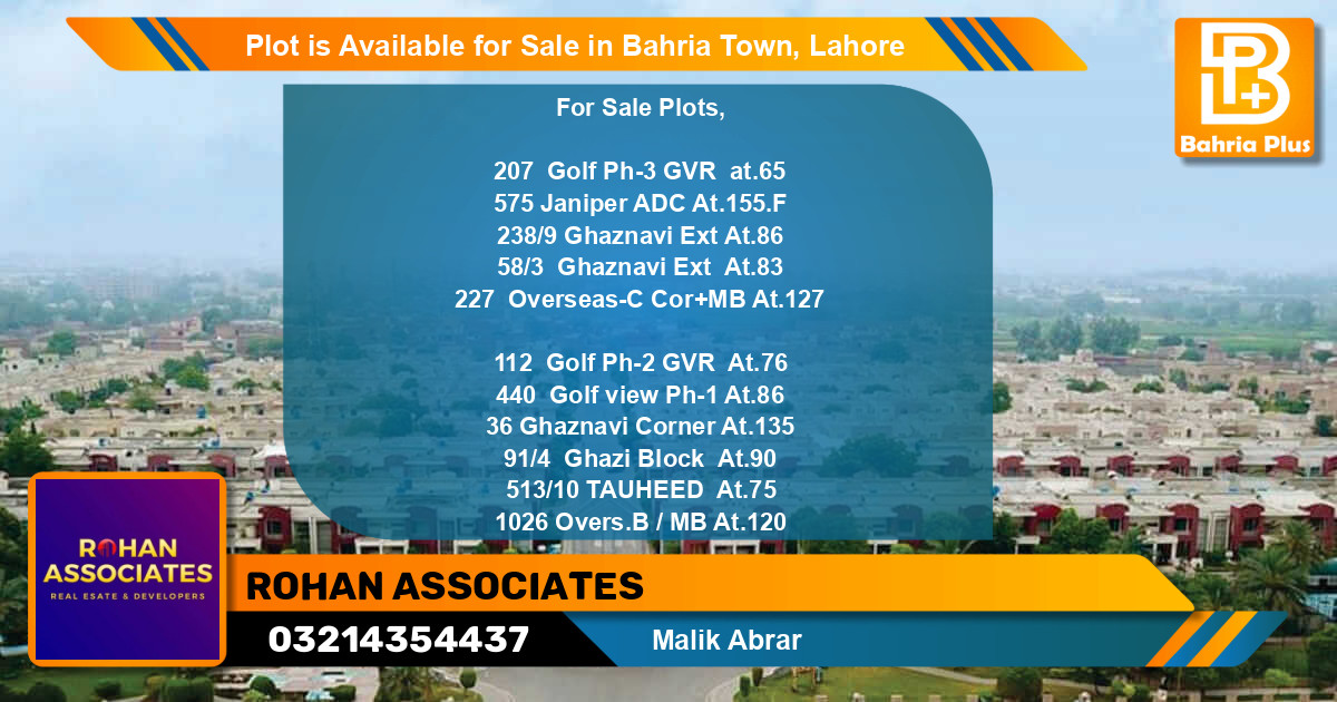 Residential Plot for Sale in Bahria Town, Lahore - (BP-89260)