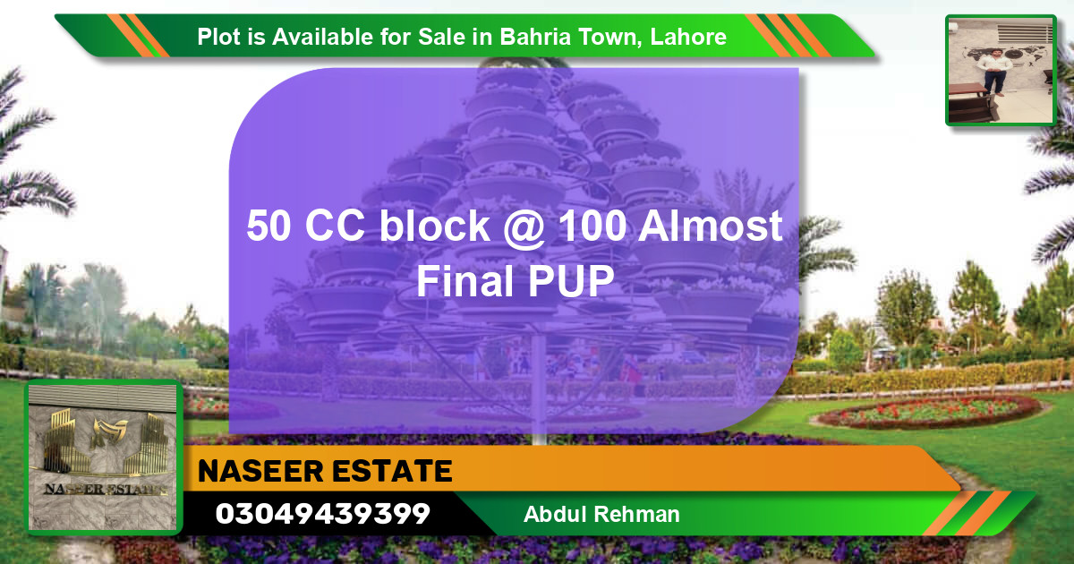 Residential Plot for Sale in Bahria Town, Lahore - (BP-89264)